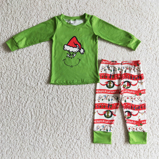 6 A14-19 Christmas Green Baby Kids Cartoon Outfits