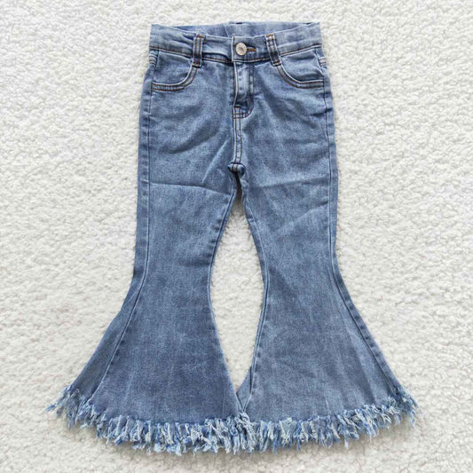 P0132 Light blue tassels girls denim pants