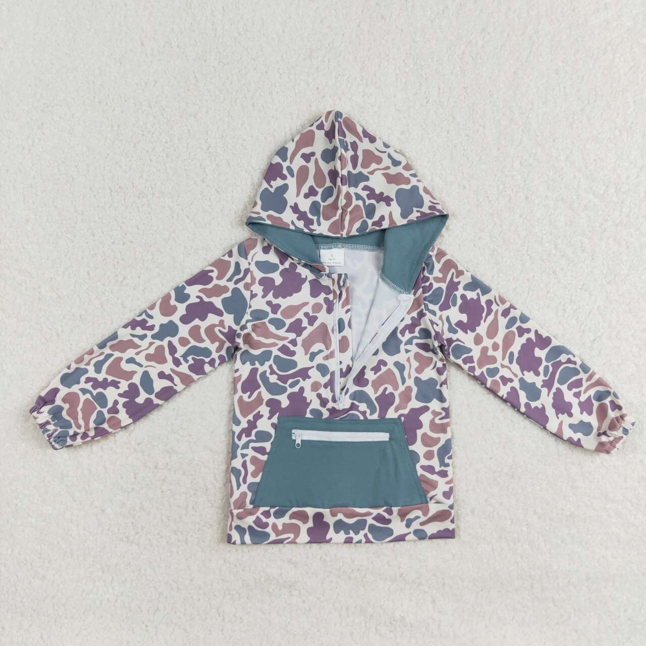 USA SHOP BT0754 grey camo pocket long sleeve boys hoodie top