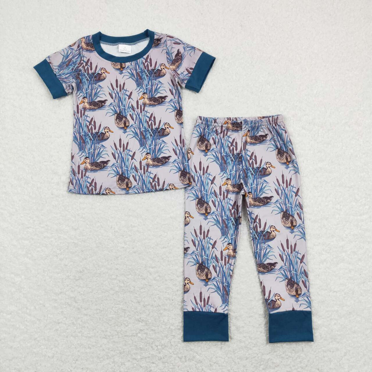 BSPO0280 Hunting Mallard Blue Short Sleeve Pants Boys Pajamas