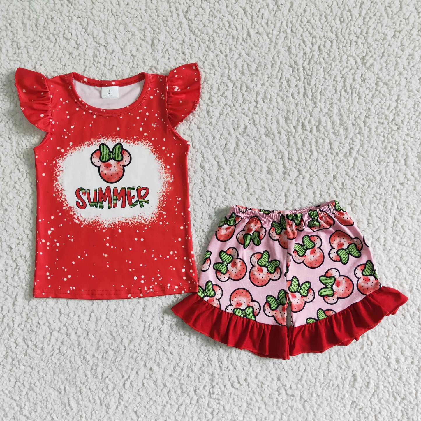 GSSO0071 Cartoon Baby Girls Red Summer Outfits