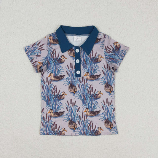 BT0536 Hunting Mallard Blue Short Sleeve Boys T-shirt Top