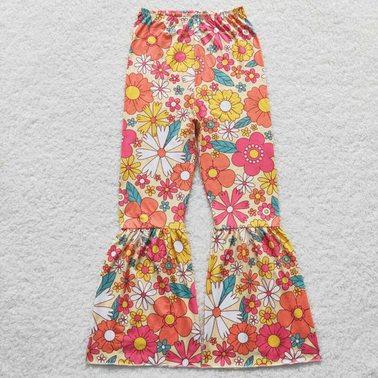 P0172 Colorful Flowers Orange Adult Pants