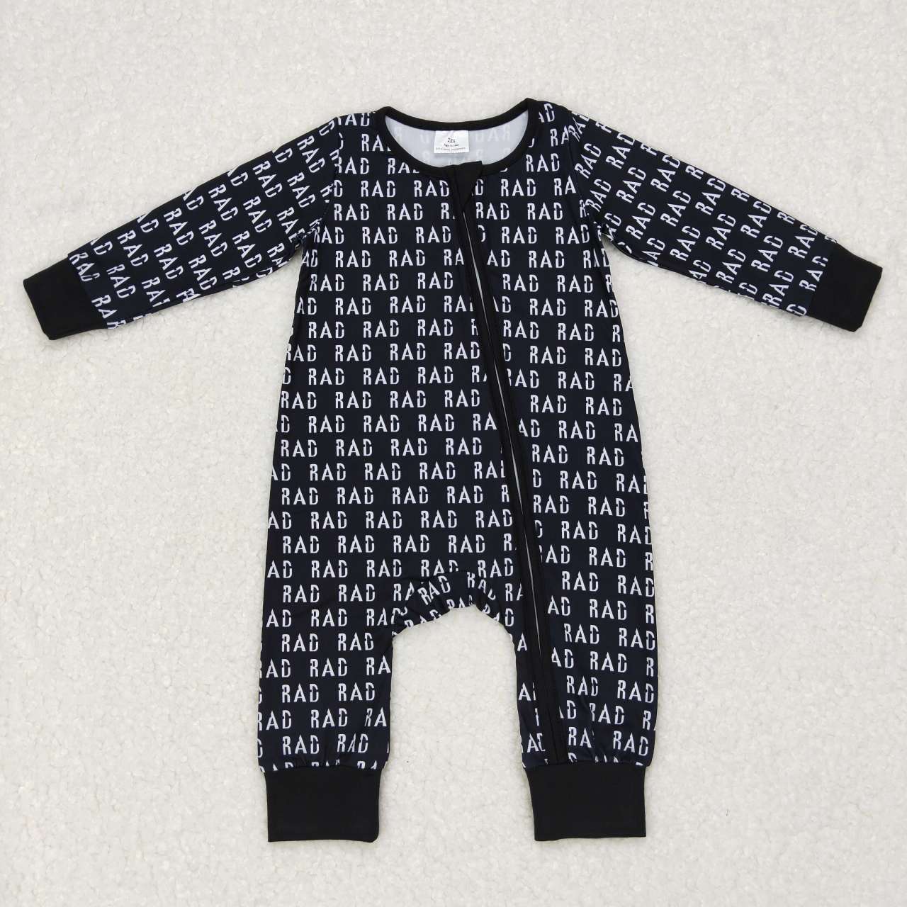 LR0653 Letter black long sleeve kids romper