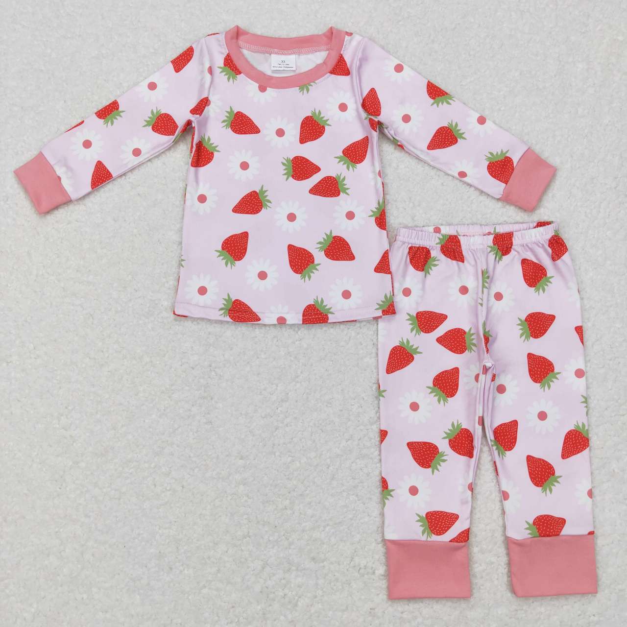 GLP0961 Strawberry pink long sleeve pants girls pajamas