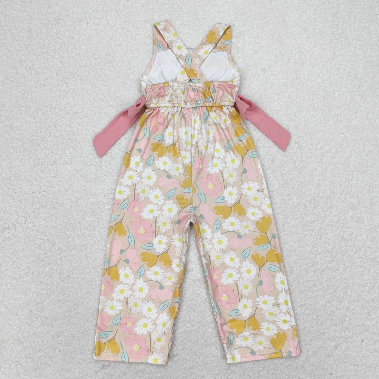 SR1674 cute colorful flowers yellow Summer girls bows jumpsuits