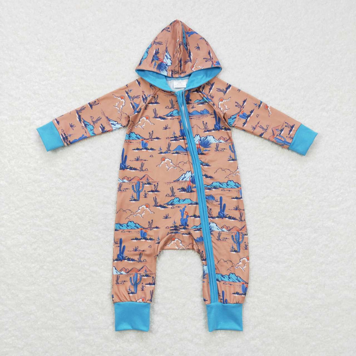 LR0702 Western cactus brown hoodie romper