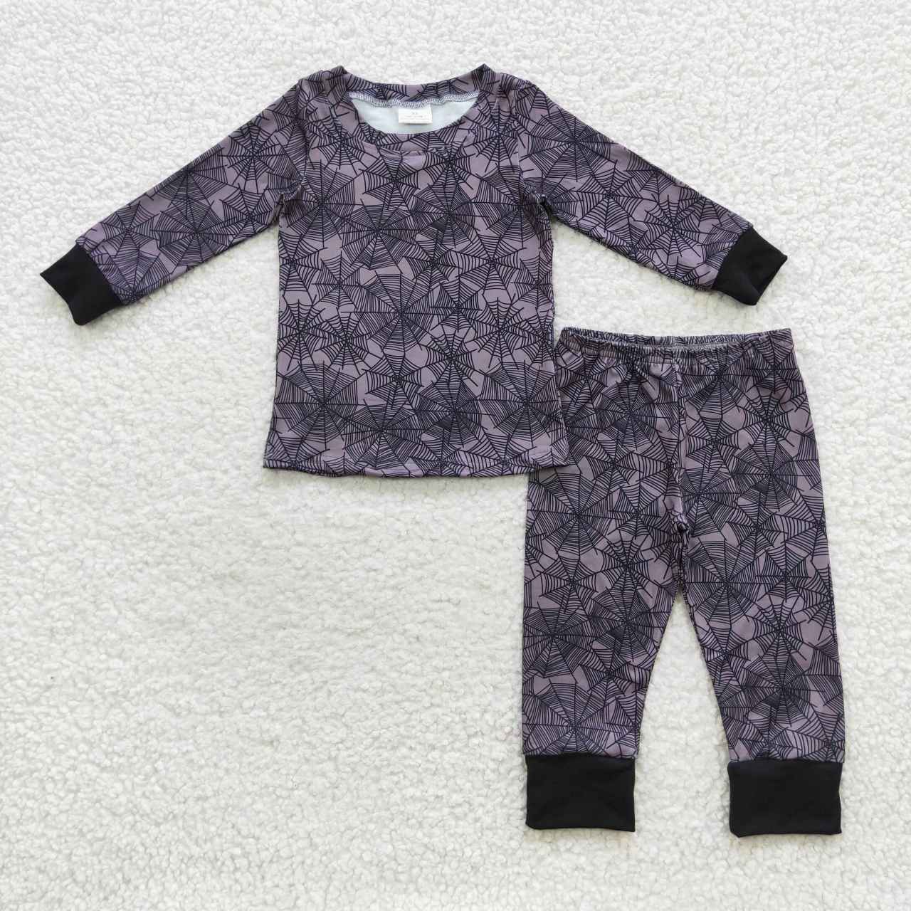 BLP0260 Halloween Spider Web Black Long Sleeve Pants Boys Pajamas