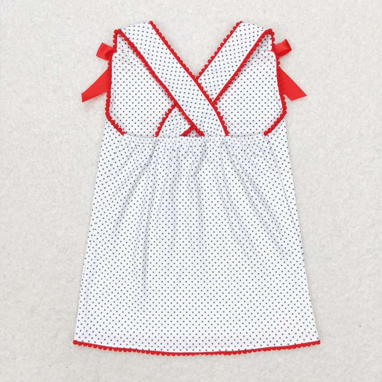 GT0599 embroidery July 4th embroidery bows sleeveless girls top