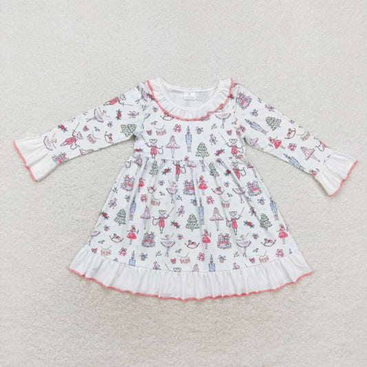 GLD0544 Christmas dance girl tree King long sleeve girls dress