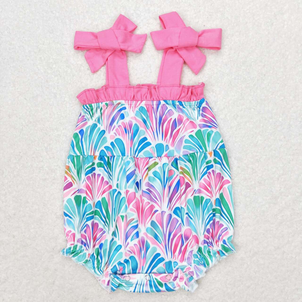 SR1555 colorful sea shell hot pink lace-up girls romper