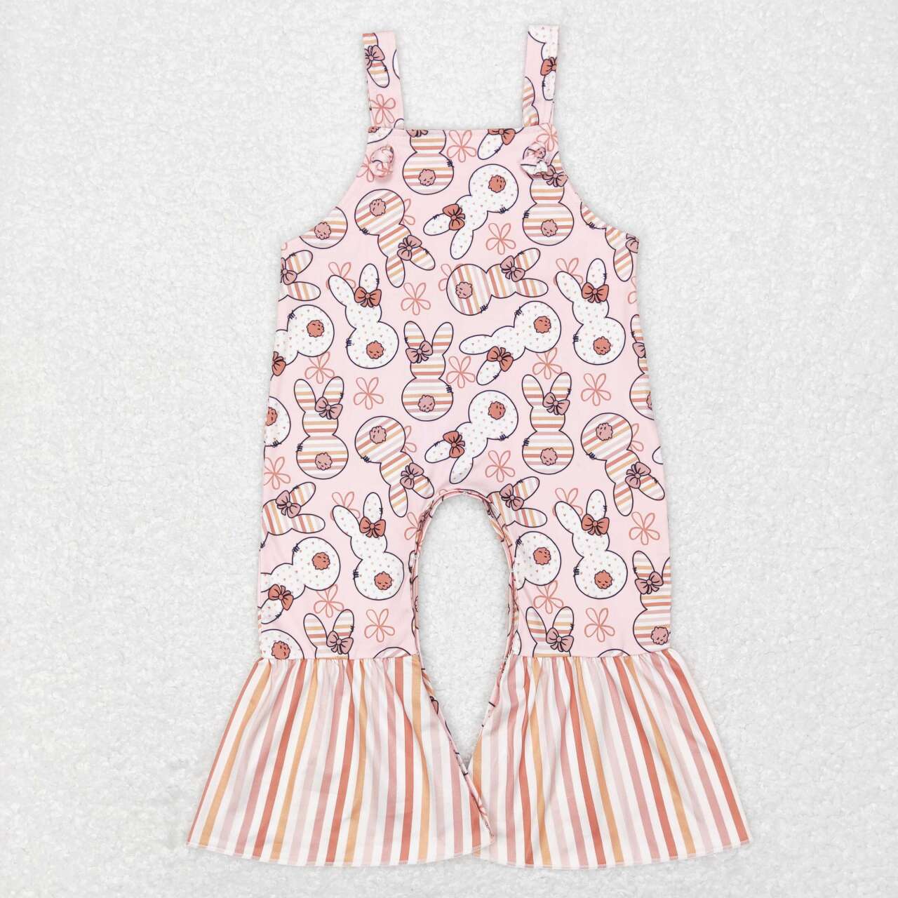 SR0577 Easter rabbit pink sleeveless girls jumpsuit