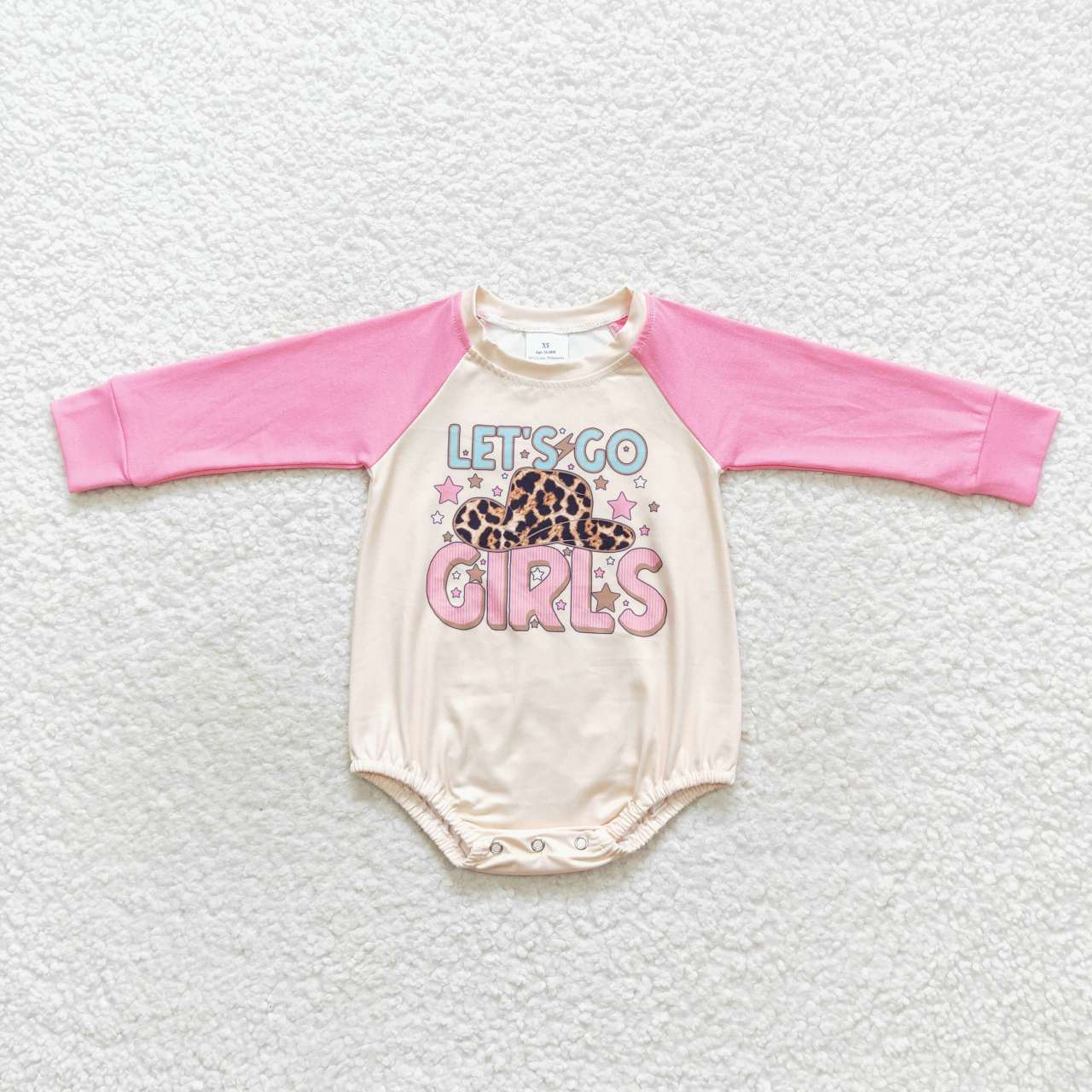 LR0574 Lets go girls leopard hat long sleeve kid romper