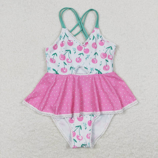 S0251 Hot pink berry girls swimsuits