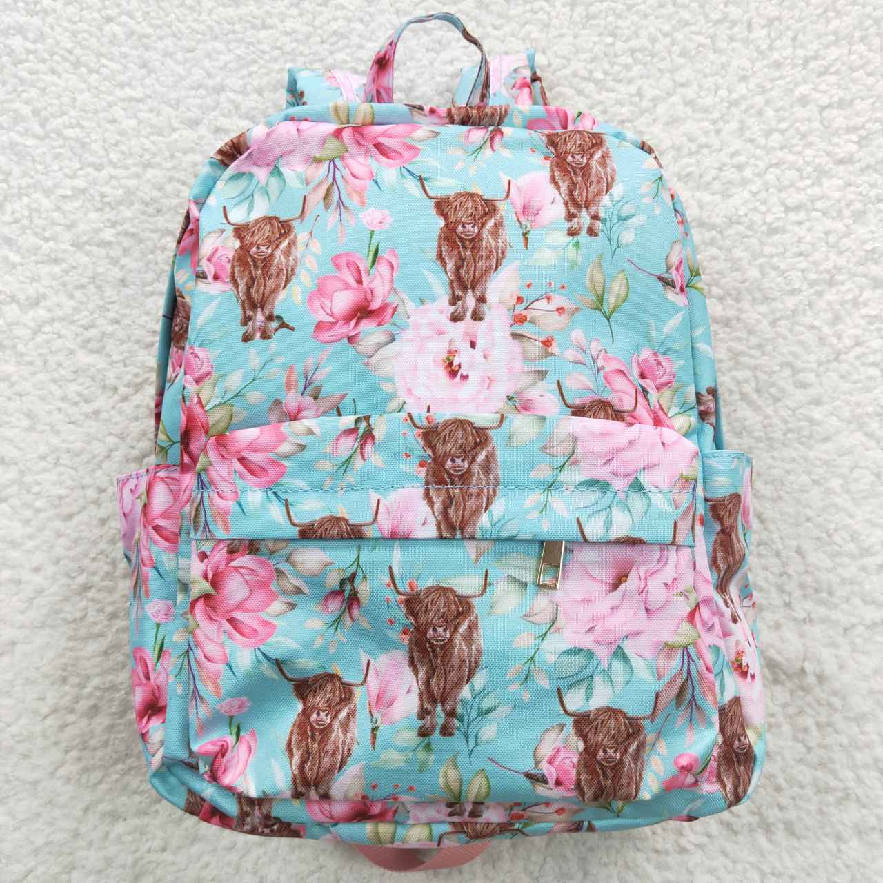 USA SHOP BA0081 Highland Cow Flowers Blue Bag