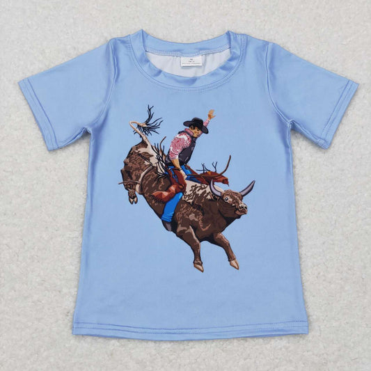 BT0435 Western blue short sleeve boys t-shirt