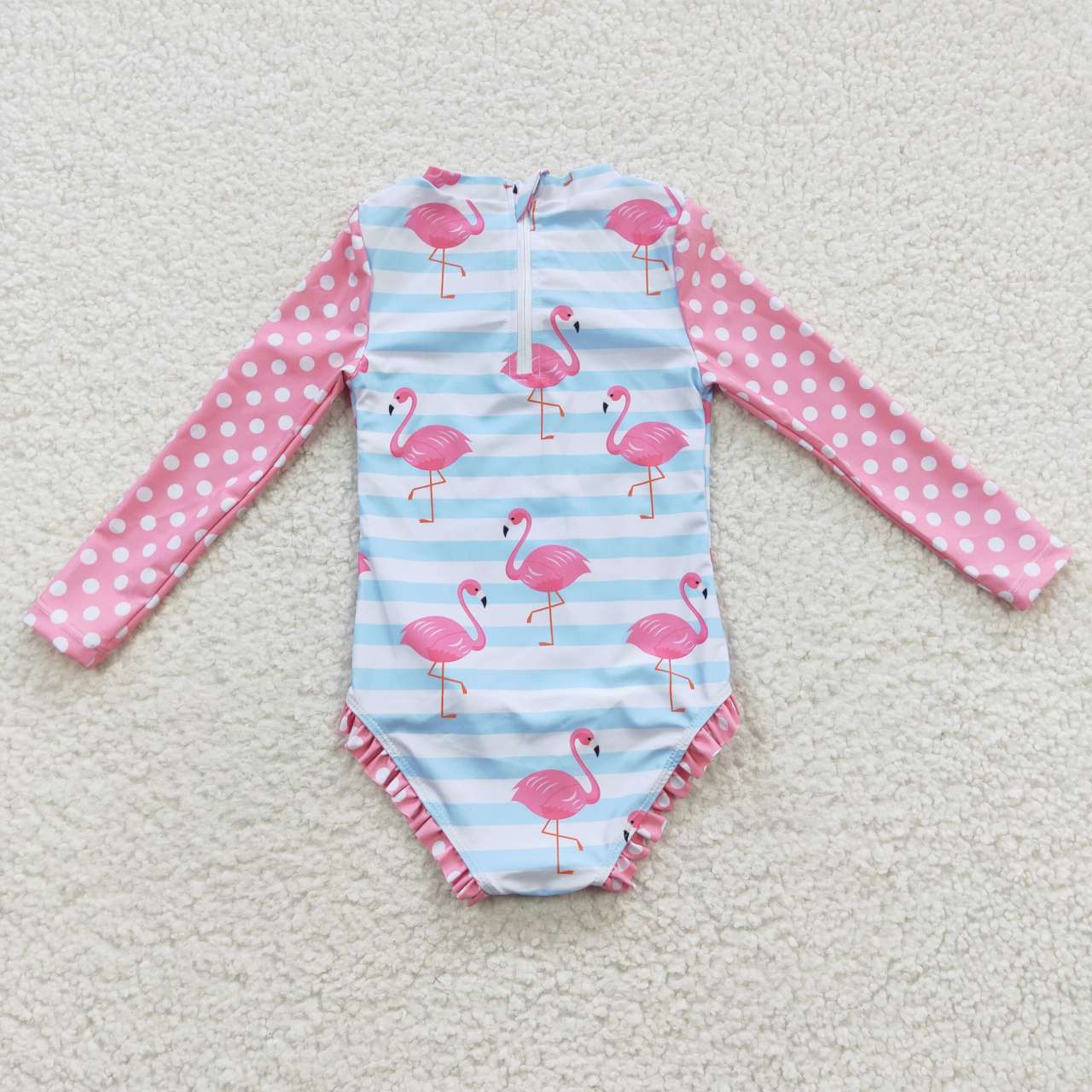 S0140 Long Sleeve Flamingo Pink & Blue Bathing Suits Swimsuits