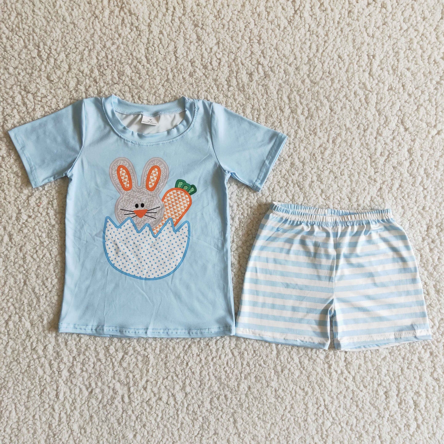 B11-25 Blue Short Sleeve Easter Boys Set