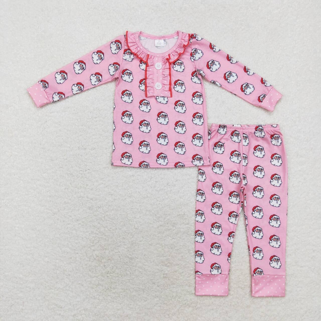 GLP1269 bamboo Christmas Santa pink long sleeve pants girls pajamas