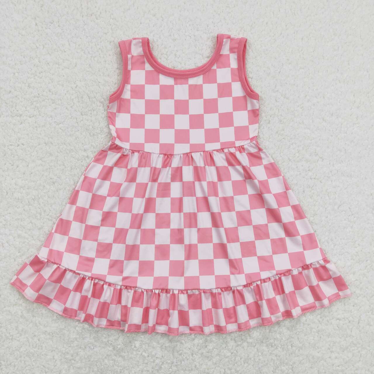 GSD0659 Red Checkered Sleeveless Girls Dress