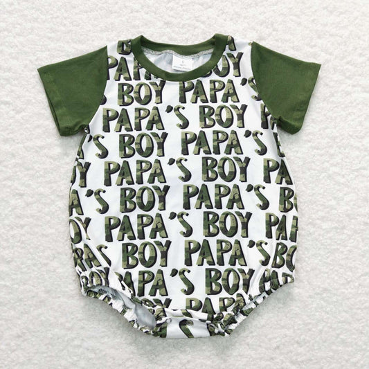 USA SHOP SR0876 Papa's Boy Green Short Sleeve Boys Romper