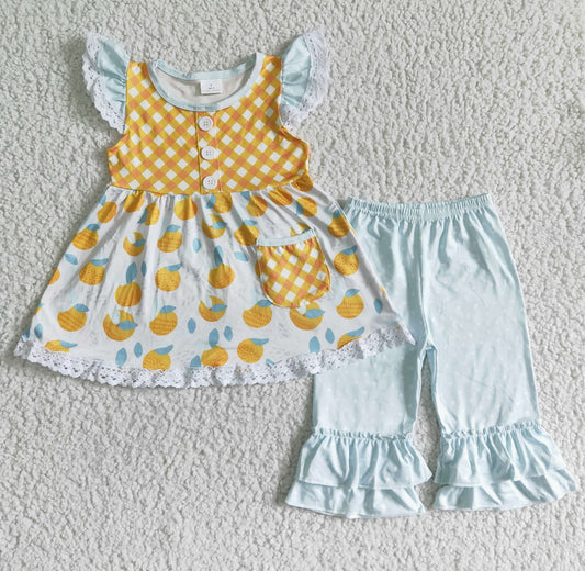 GSSO0092 Lemon Print Baby Girls Outfits