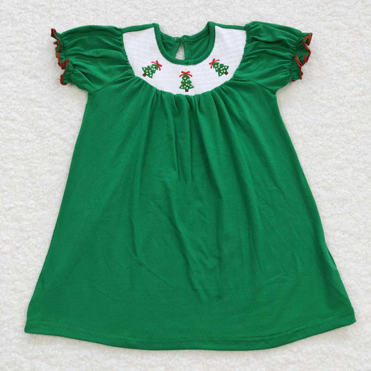 GSD0432 Christmas Tree Smock Style Girls Dress