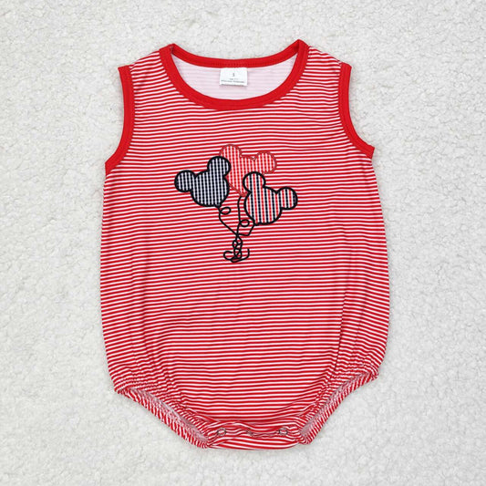 SR1844 cartoon M balloon red striped sleeveless boys romper