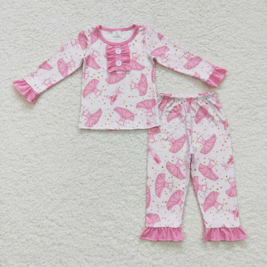 GLP0737 Dance girl pink long sleeve pants girls pajamas
