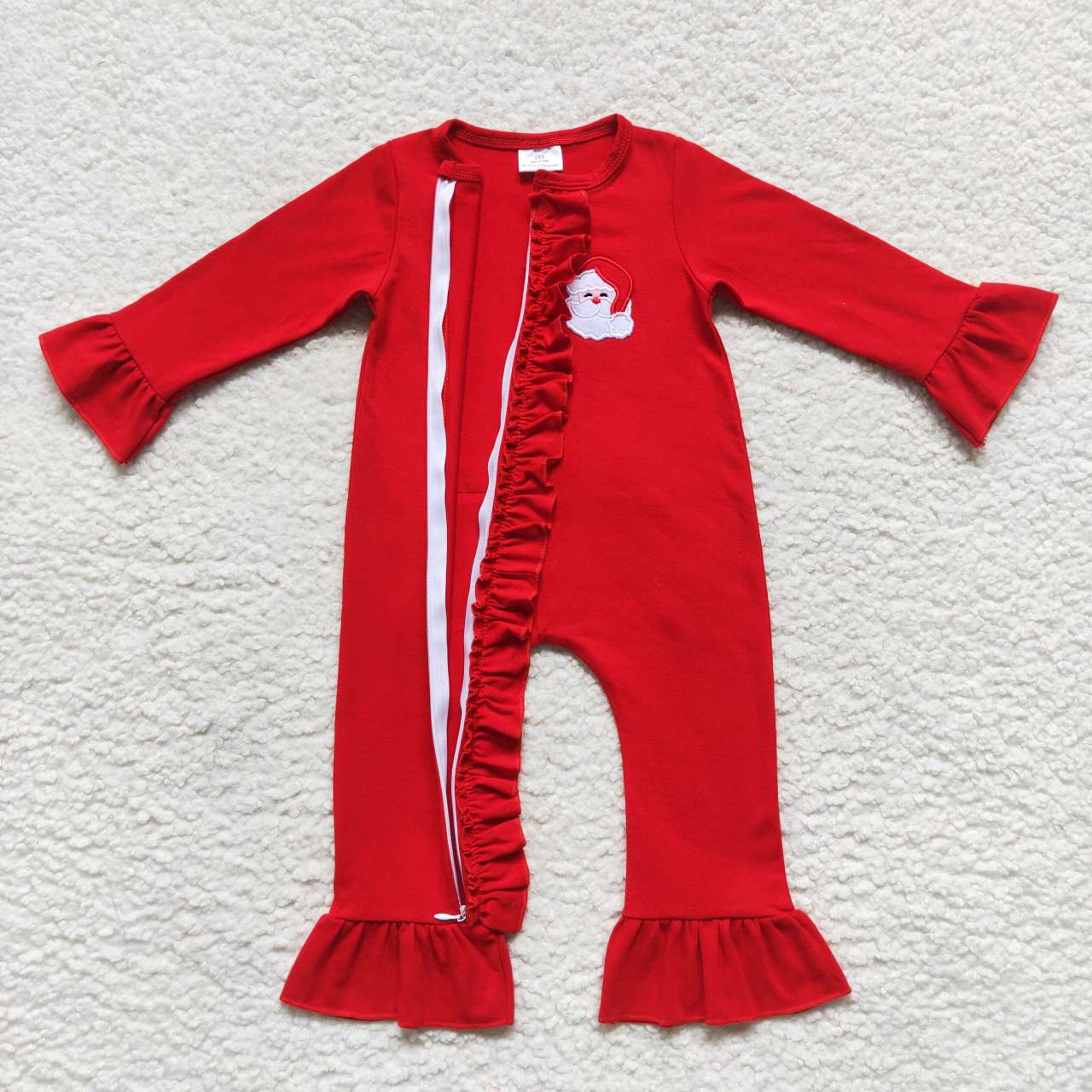 LR0599 Christmas Santa Claus red long sleeve girls romper