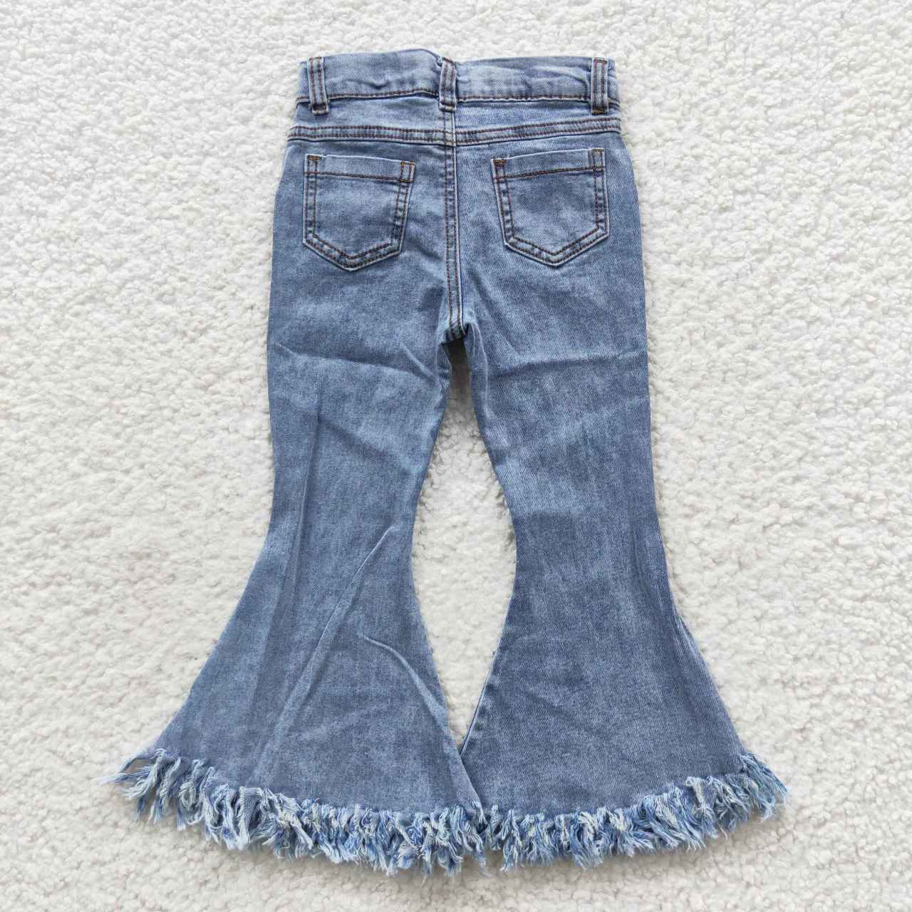 P0132 Light blue tassels girls denim pants