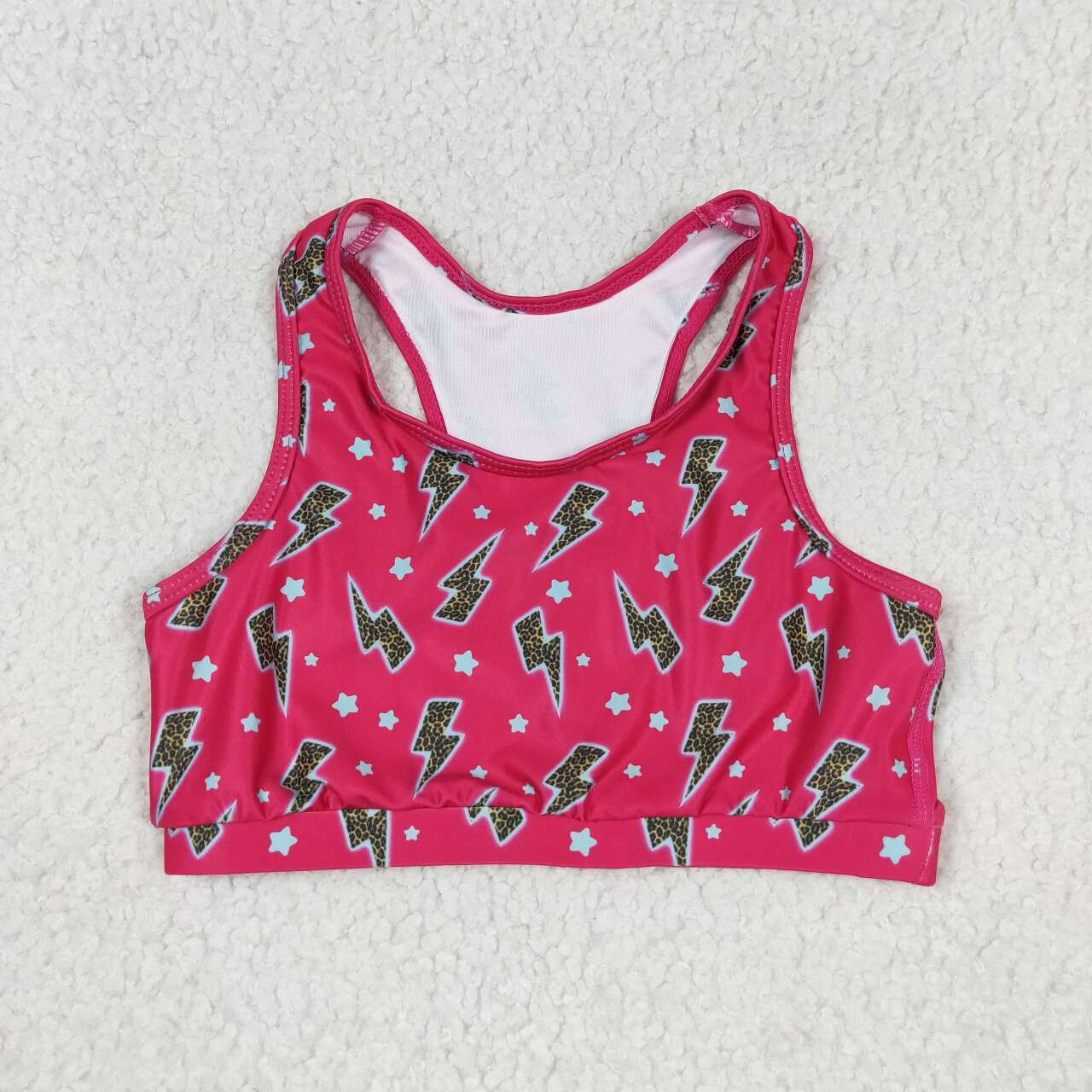 GT0519 lightning hot pink kid's racer crop tanks