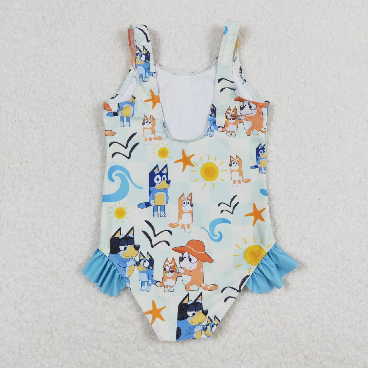 S0356 cartoon blue dog sleeveless girls swimsuits