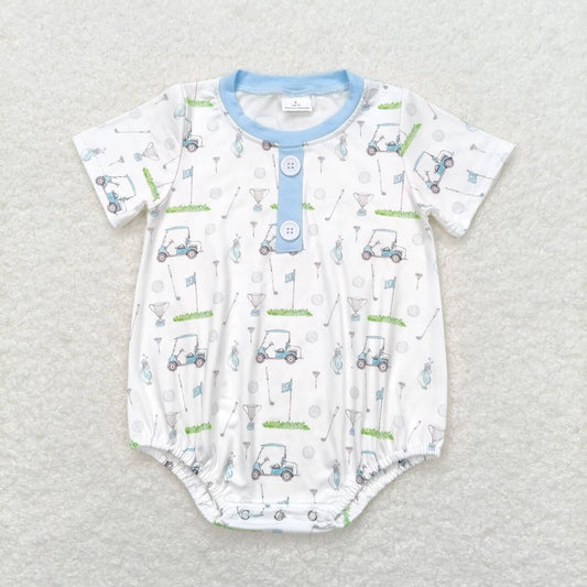 SR1070 Golf car blue short sleeve boys romper