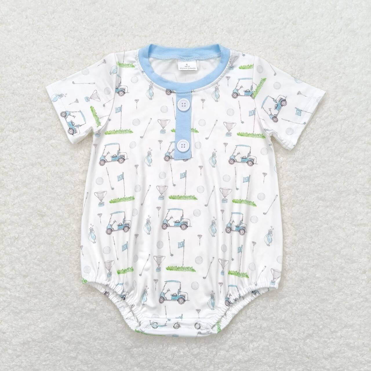 SR1070 Golf car blue short sleeve boys romper