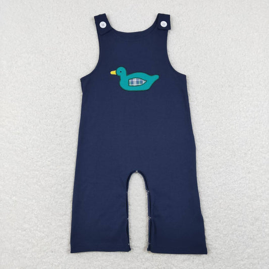 SR0677 Embroidery Mallard navy sleeveless boys romper