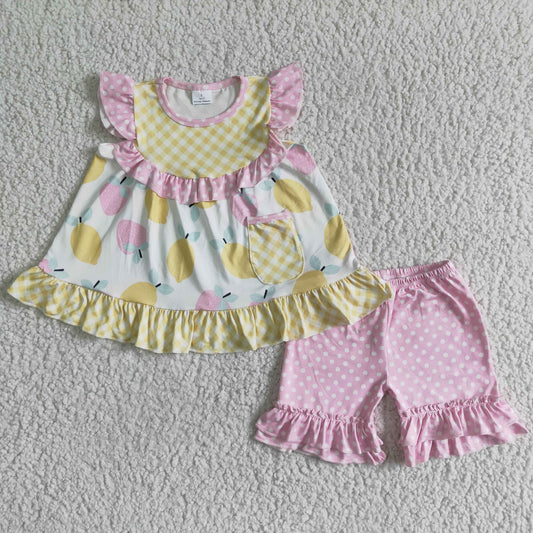 GSSO0073 Lemon Pink & Yellow Summer Dots Outfit