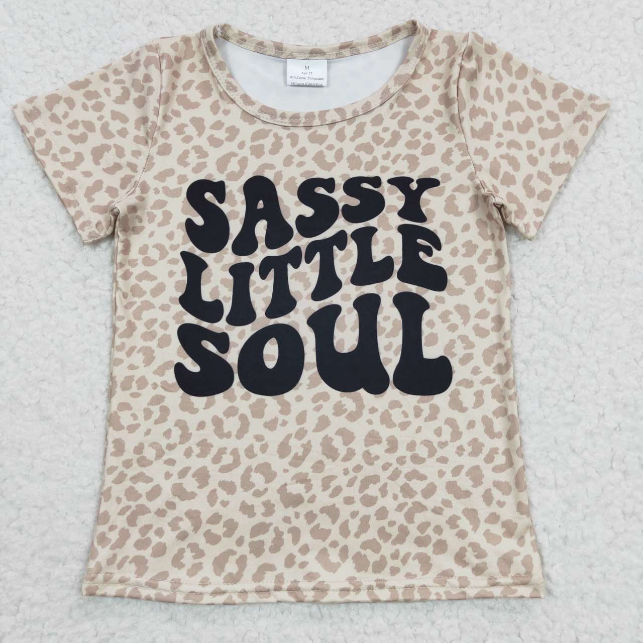 GT0184 SASSY LITTLE SOUL Leopard Short Sleeves Girls Top