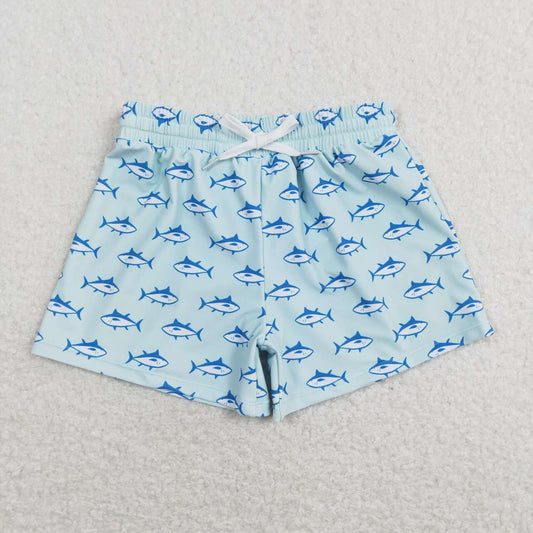 S0174 Boys Blue Shark Swimming Trunks