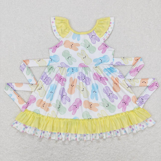 GSD0610 Easter rabbit flutter sleeve girls dress