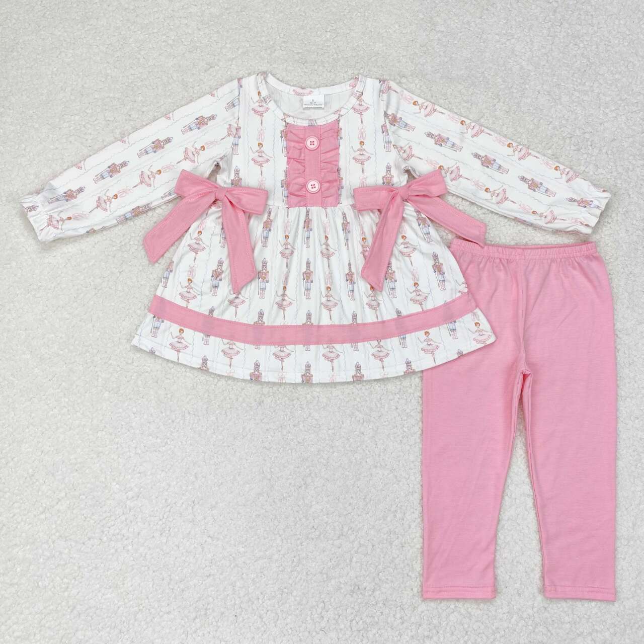 GLP1283 Christmas dance girl soldier pink long sleeve pants girls set