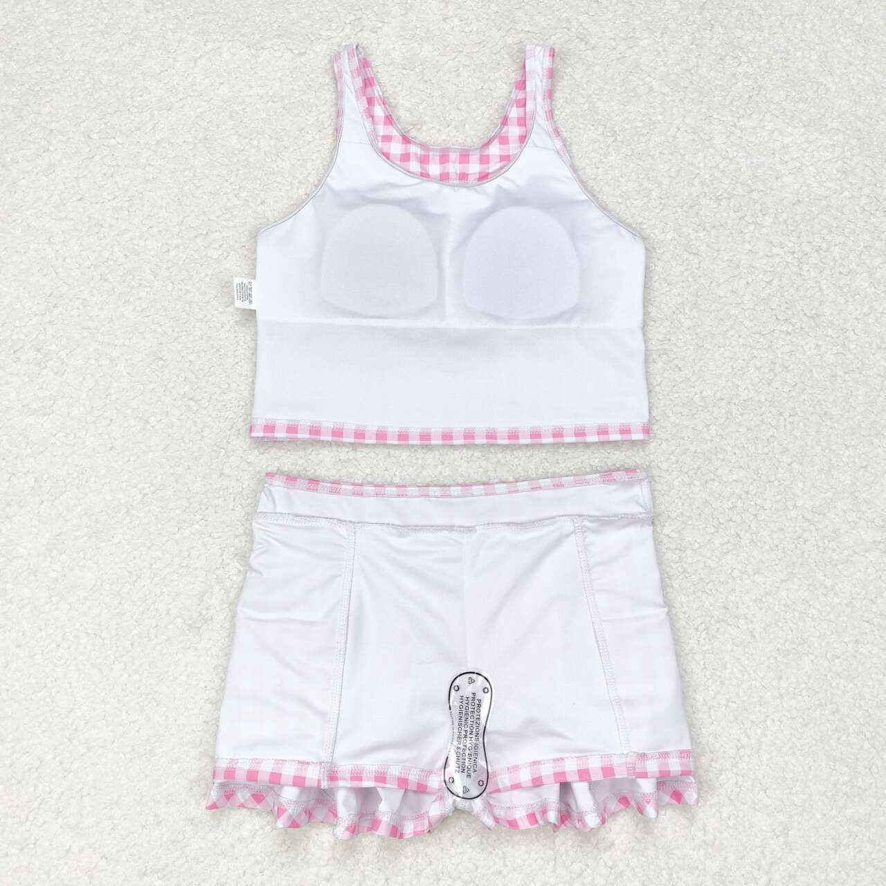 GSD0992 pink checkered sleeveless skirt girls set active wear new