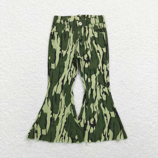 P0372 Green camo girls denim pants