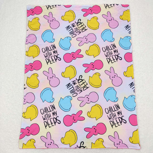 BL0093 Easter rabbit peep colorful baby blanket