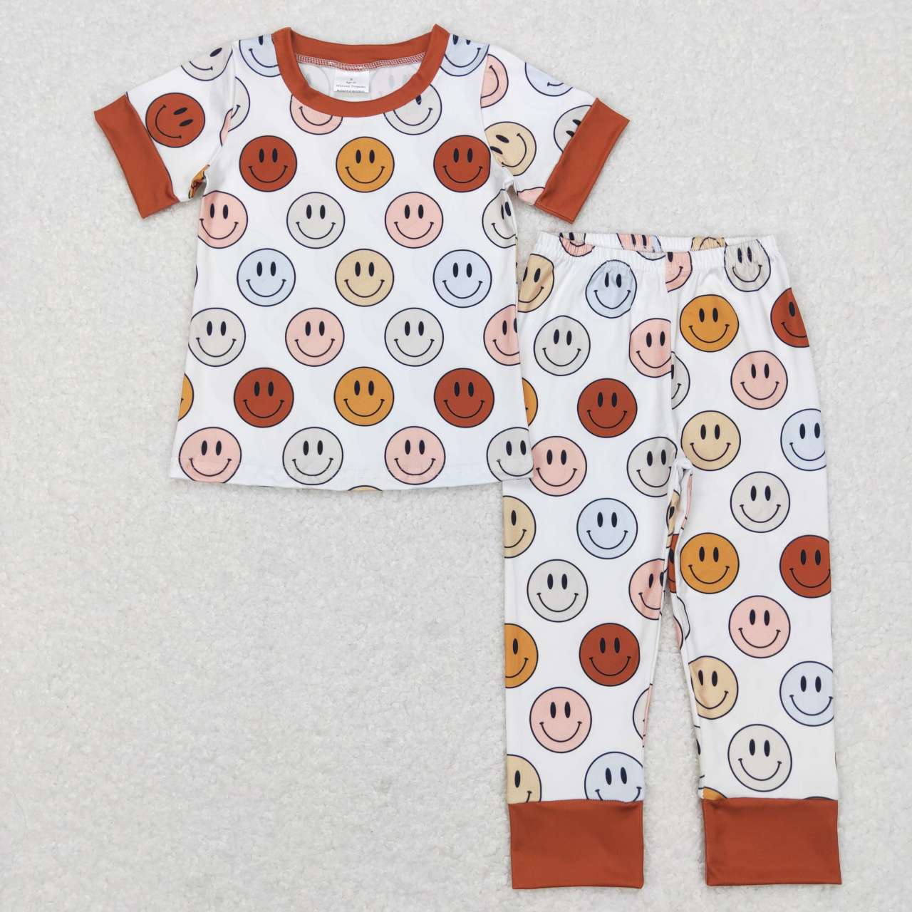 BSPO0225 Colorful smile brown short sleeve pants boys pajamas
