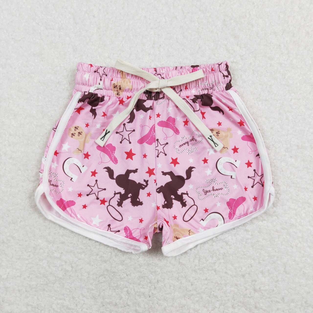 SS0125 Western horse pink kids shorts