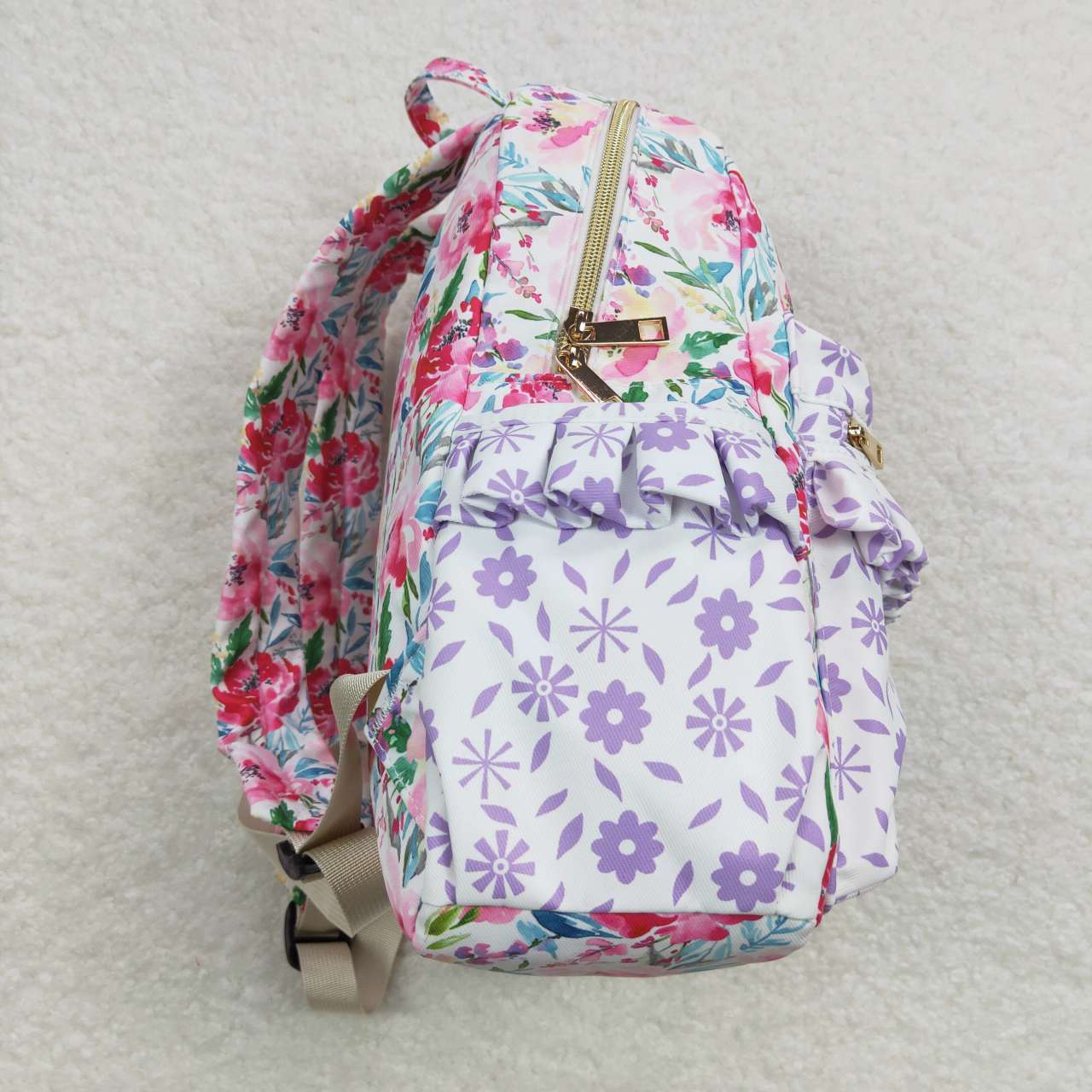 USA SHOP BA0101 Pink & Purple Flowers Kids Bag
