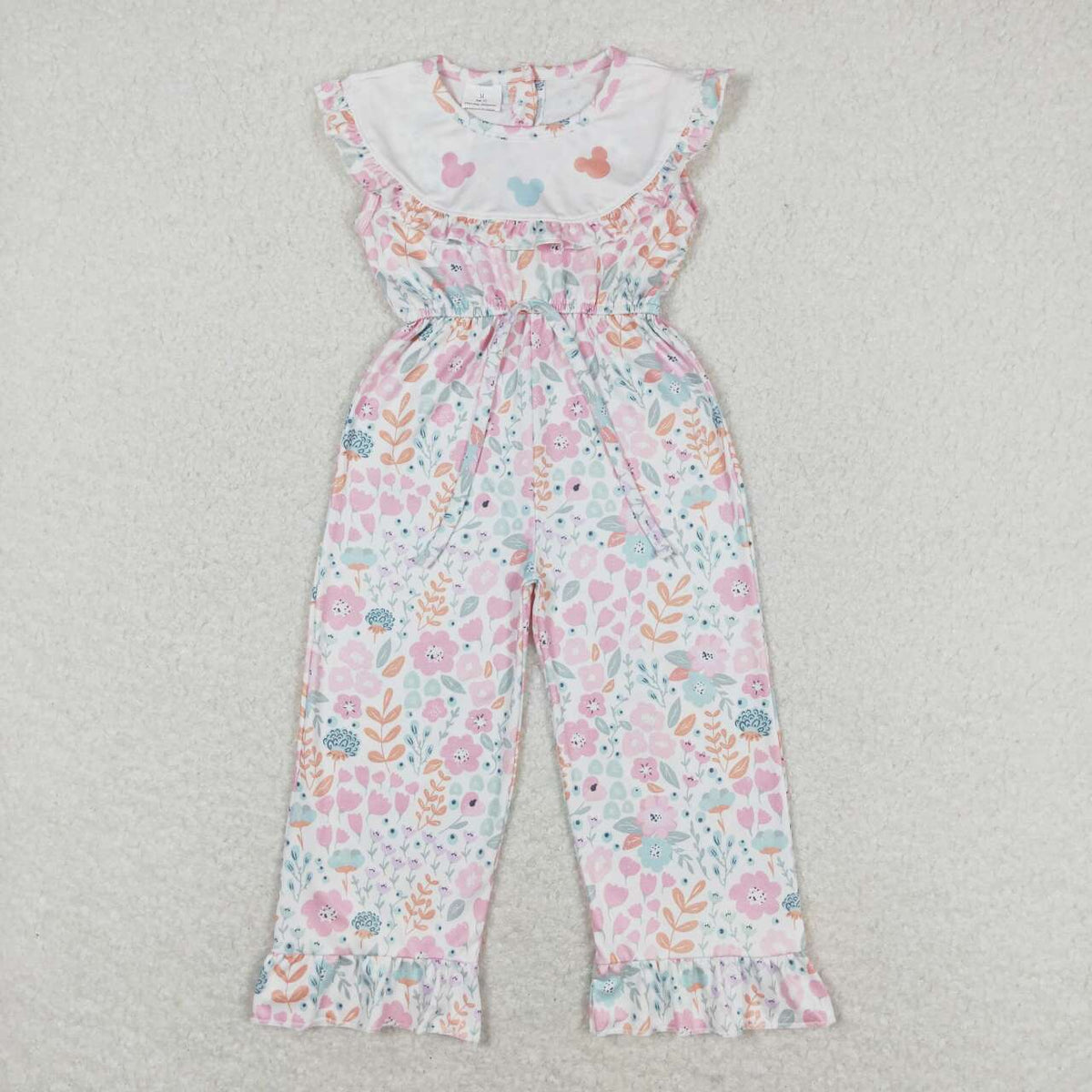 SR1139 Cartoon M colorful leopard pink girls jumpsuits