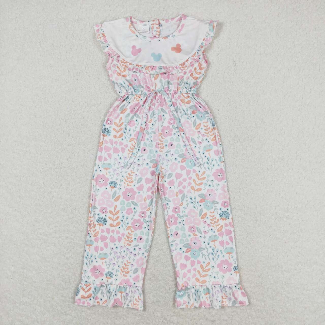 SR1139 Cartoon M colorful leopard pink girls jumpsuits