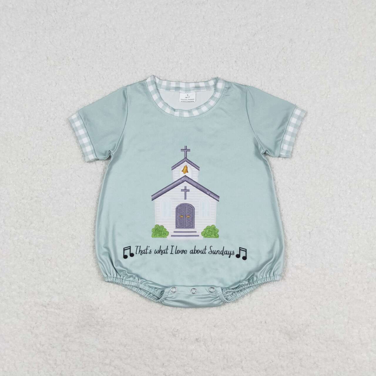 SR1530 church green short sleeve boys romper